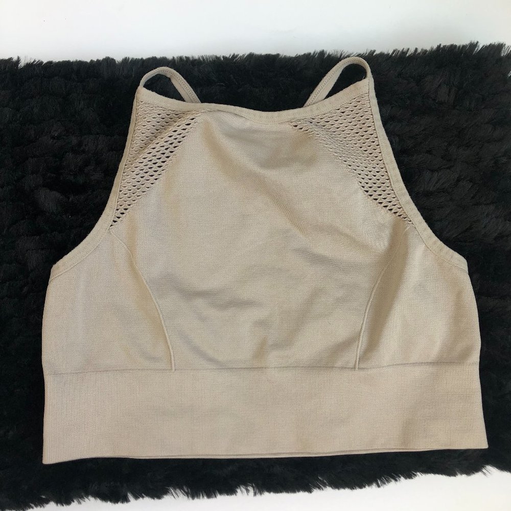 Aerie Chill Play Move Halter Neutral Sports Bra Athleisure Gym Yoga
